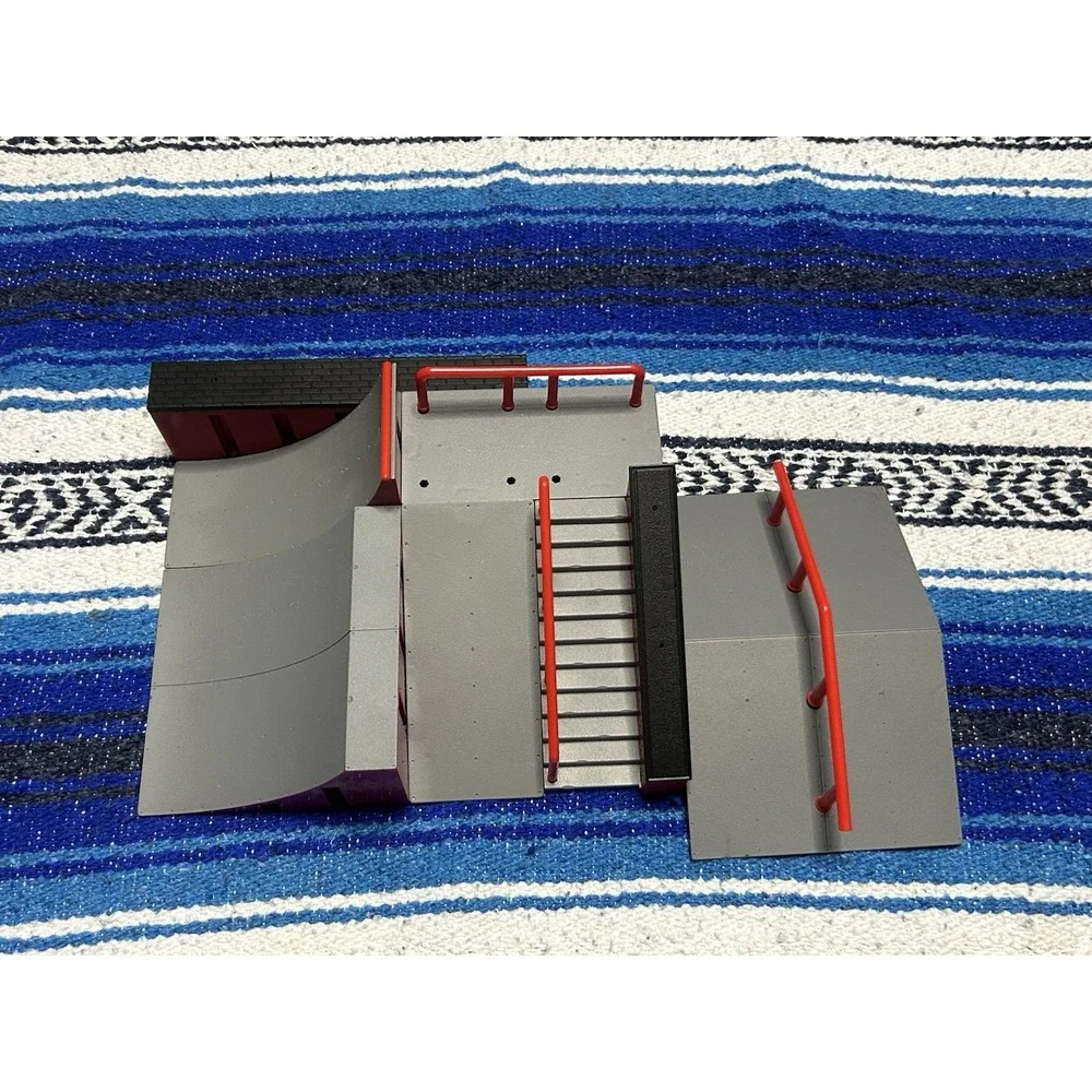 Tech Deck Skate Park Playset Ramp Stairs Rail Gray Red Black Plastic